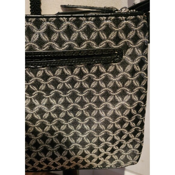 DANA BUCHMAN Black w/Silver Shimmer CROSSBODY Bag Purse Adjustable Strap EUC - Picture 7 of 12
